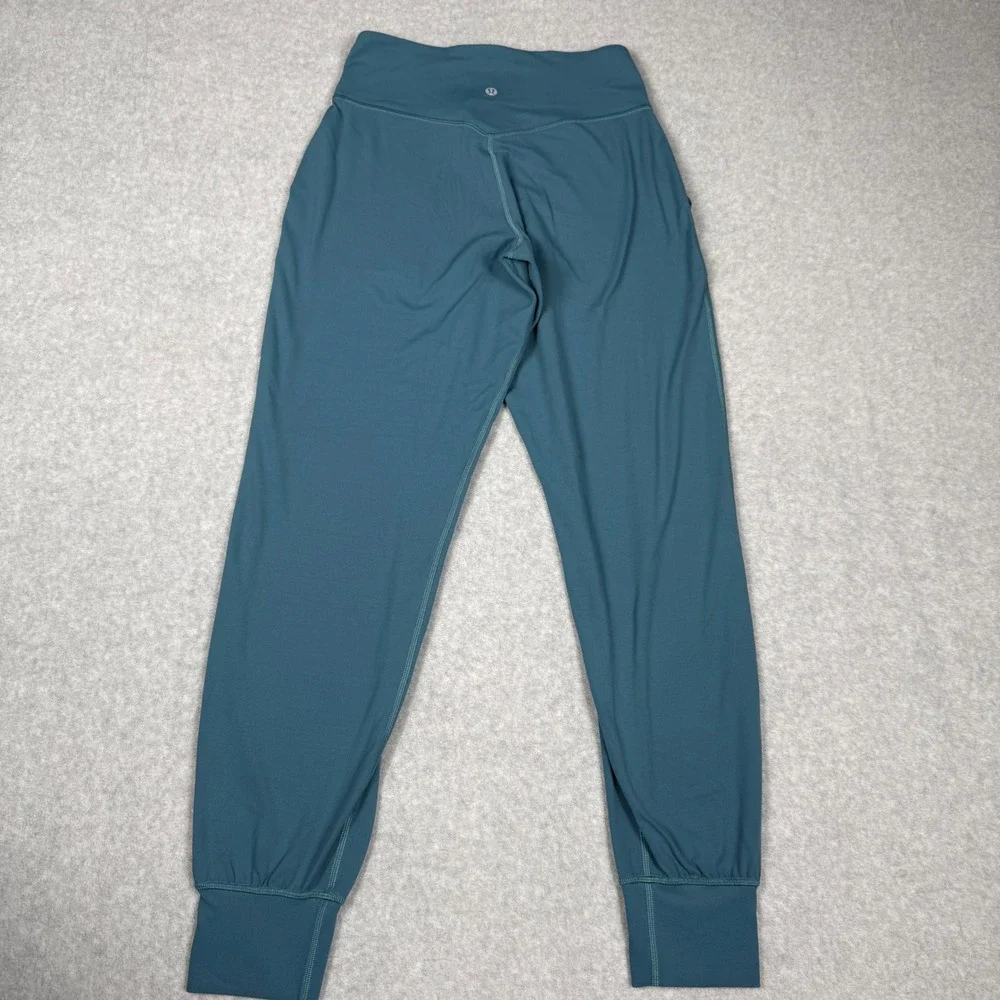 Lululemon Stretch High Rise Jogger Pants Women's 6 Blue Green Teal Pockets